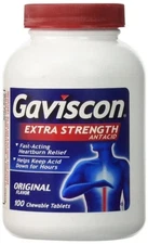 Gaviscon Extra Strength Chewable Antacid Tablets 100 Count Original Flavor