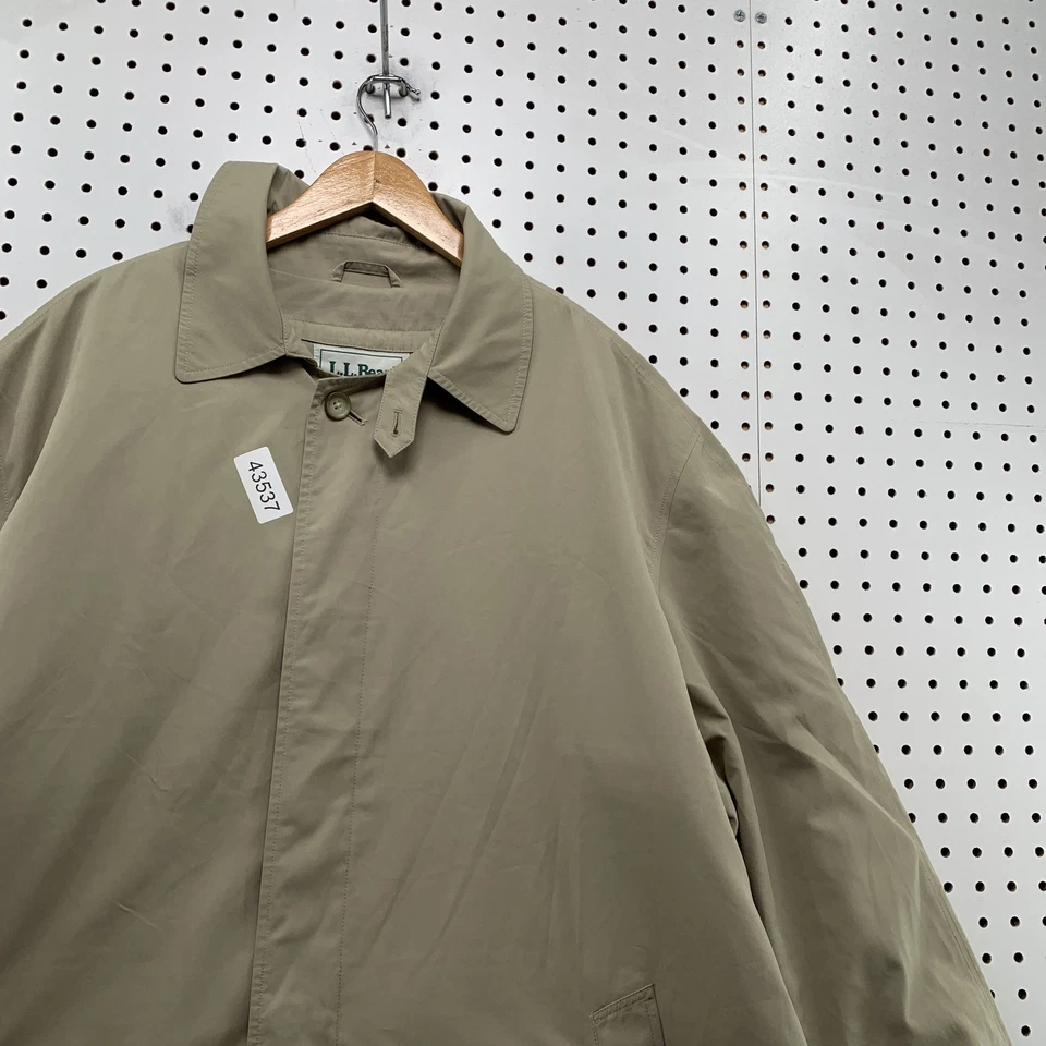 L.L.Bean Beige Trench Coat Mens Size 2XLT 2XL Tall Lined Long Business - Image 4 of 4
