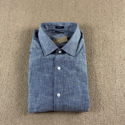 J.Crew Bowery Long Sleeve Button Up Shirt Blue Chambray Size XL NWT MSRP $98