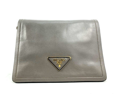 Prada Pattina Glace Calf Cammeo Gray