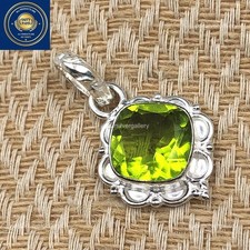 Sterling Silver Natural PERIDOT Wife New Year Handmade Birthday Pendant Jewelry