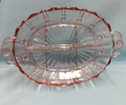 Vintage Anchor Hocking Pink Depression Glass Oyster & Pearl Divided Relish Tray