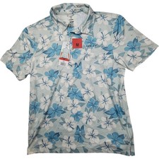 Hurley Men's Hawaiian Shirt Blue White Floral Short Sleeve Size M