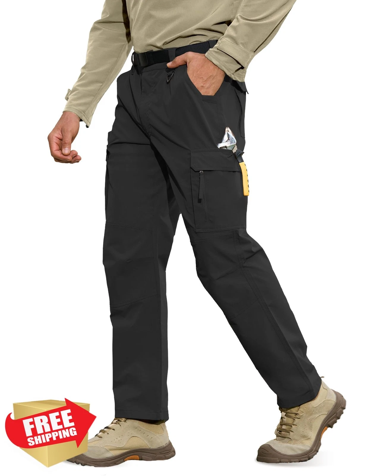 MOURCE Mens Ripstop Work Pants Stretch Water Resistant Quick Dry Tactical