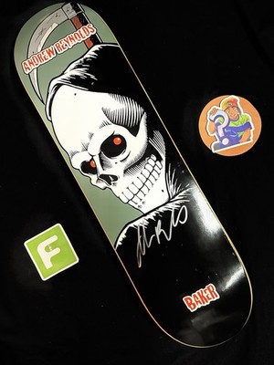 RARE SIGNED Andrew Reynolds Grim Reaper Baker Skateboard Deck