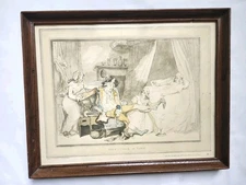 Antique Thomas Rowlandson Satirical Print “Four O’Clock in Town” Framed 18×14"