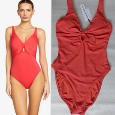 ROBIN PICCONE KeyHole Knot Front AVA One Piece Swimsuit Size 4 GUAVA