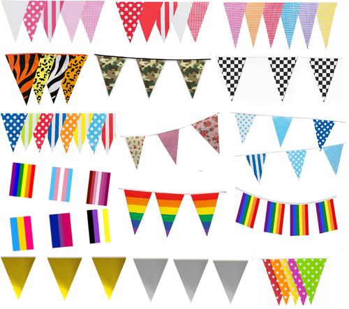 Bunting Triangle Flag's Party Fete Occasions Decorations 30+ Designs To Choose - Picture 1 of 103