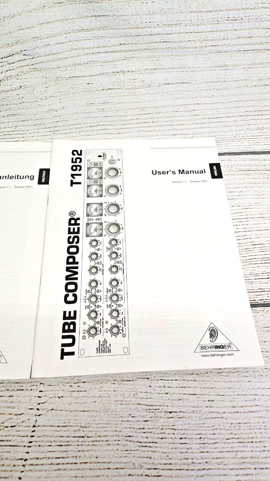Behringer Tube Composer T1952 Vacuum Tube Audio OEM USER'S MANUALS ONLY - Image 4 of 4