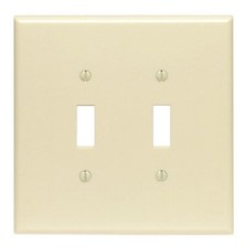  2 Leviton 86109 2-Gang Toggle Switch Wall Plate Oversized, Thermoset - Ivory