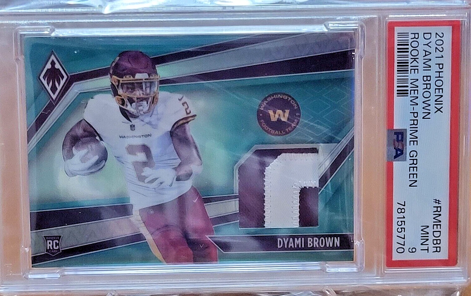 Dyami Brown Panini Phoenix Rookie Memorabilia #RMEDBR Prime Green