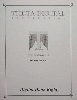 RARE ORIGINAL THETA DIGITAL DS PRO BASIC III OWNER'S MANUAL
