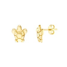 Turtle Stud Earrings 14K Solid Gold Good Luck Ear Studs Women Animal Jewelry