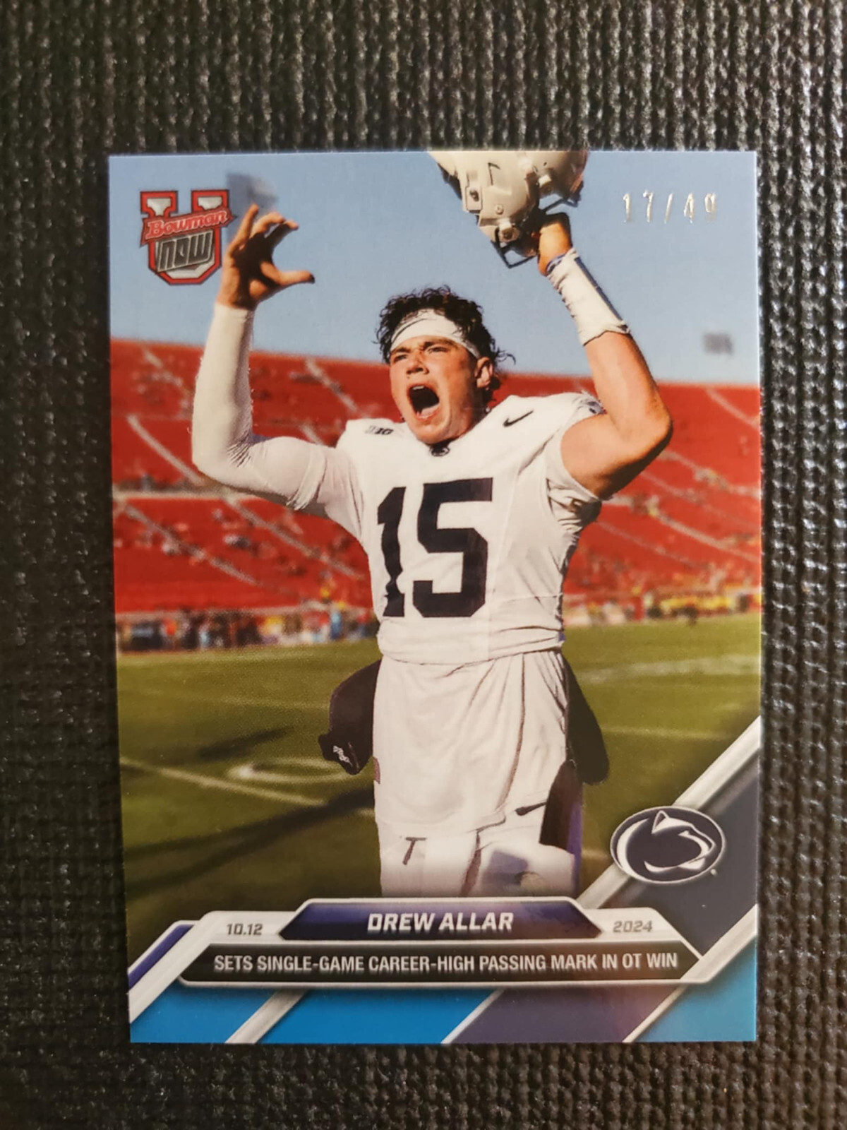 Drew Allar Penn State 2024 Bowman U Now Football Card 28 Blue Parallel 17/49