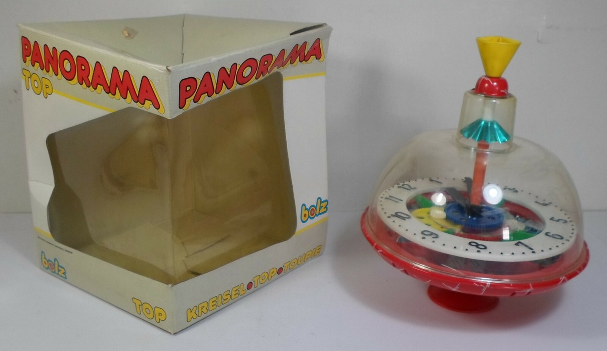 LBZ BOLZ KREISEL GERMANY SPINNING TOP TOUPIE PANORAMA CLOCK TIN