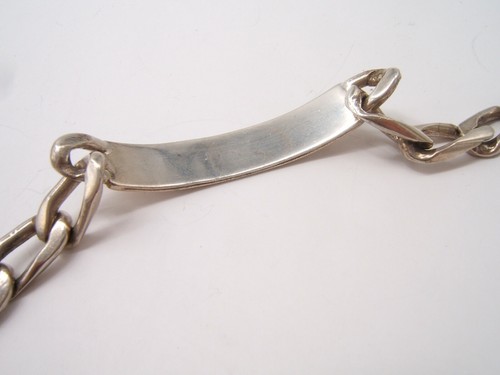 VTG MEXICO STERLING SILVER ID BRACELET LINKS NO ENGRAVING 7 1/4” 30.6 GRAMS - Picture 6 of 6