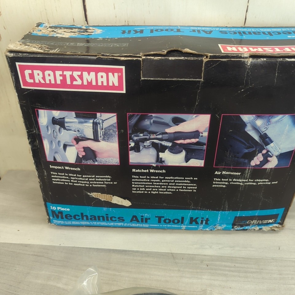 Craftsman 916852 Mechanics Air Tool Kit Hammer 1/2" Impact Wrench 3/8