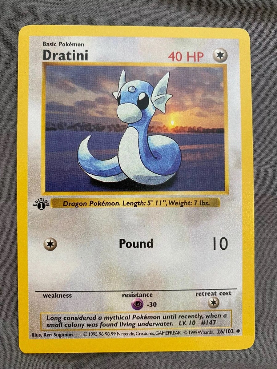 p*1様 バスティン　ラットモービル Bustin Ratmobile　ダウンヒ Dratini 26/102 MINT 1999 Pokemon 1st Edition Base Set Shadowless