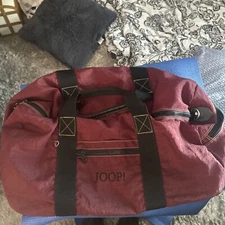 JOOP! Burgundy Duffle Bag Gym Weekend Cloth Pre-Owned Great Shape