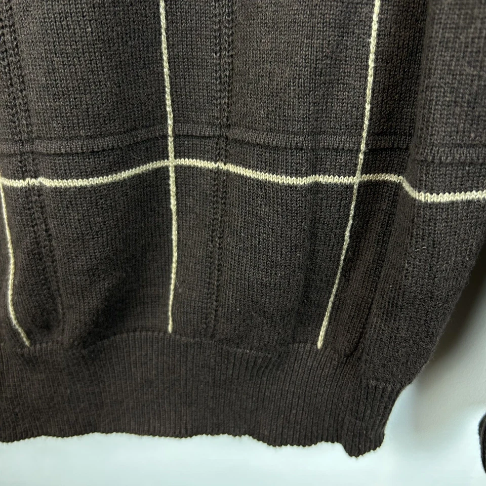 Suéter De Colección Axcess Para Hombres XL Crew Marrón Pullover Abuelo Ventana Panel Mezcla de Algodón Foto 4 de 4