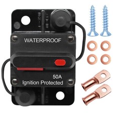 50A Circuit Breaker for Boat Trolling Motor Marine Inline Fuse W/Manual Reset