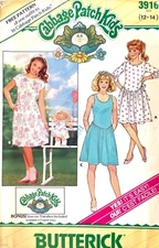1980's  Butterick Girls' Dress w/Transfer Pattern 3916 Size 12-14 UNCUT