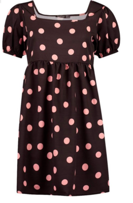 Boohoo Big Polka Dot Smock Dress Pink/Black Size UK 10 New with Tag Free  P&P UK | eBay UK