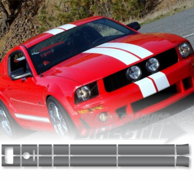 2005 - 2009 FORD MUSTANG DUAL 6'' ROUSH STYLE RACING STRIPES