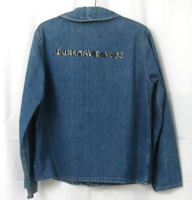 40s Navy Denim Jacket Jean Shawl Collar Size 42 Vtg | eBay