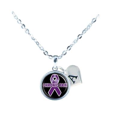 Custom Chronic Pain Awareness Ribbon Necklace Jewelry Initial Family Charm