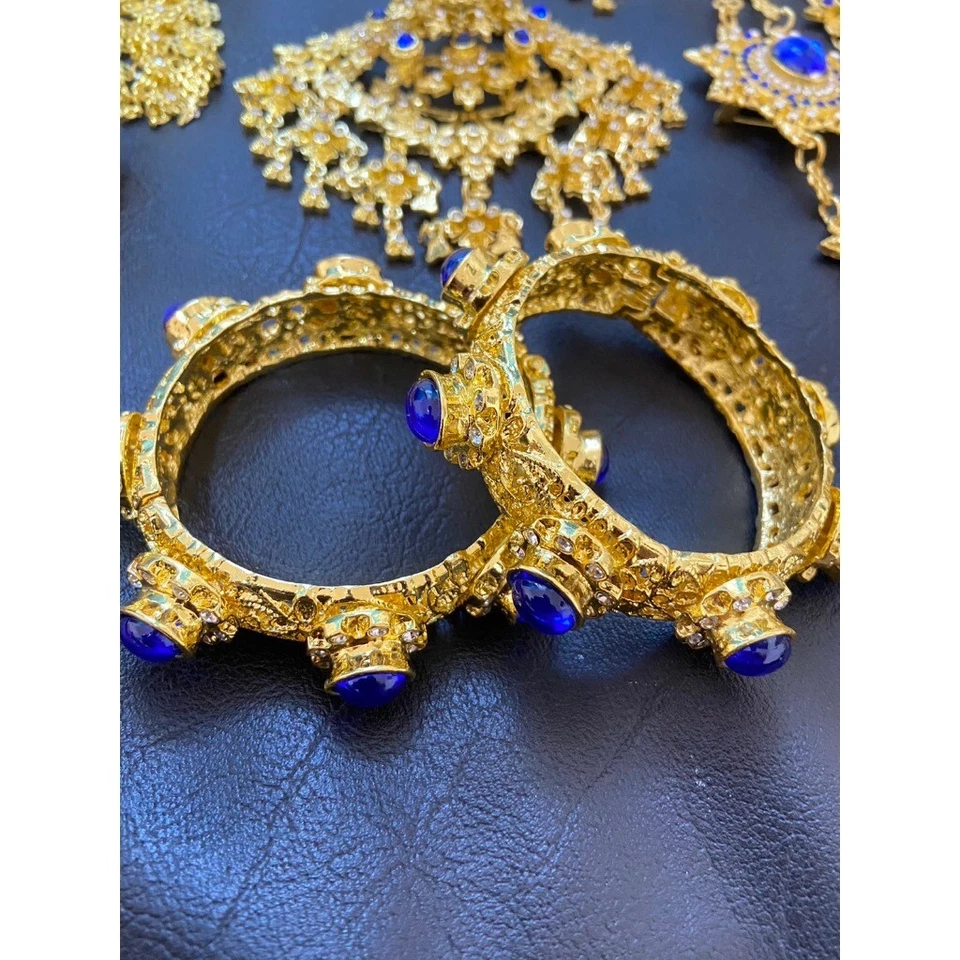 1 SET Thai Blue Jewelry Occasional Bride Wedding Parade Show Special UNIQUE  NEW - Image 4 of 4