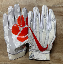 Nike Clemson Tigers Team Issued Superbad 4 Orange White Football Gloves 2XL READ