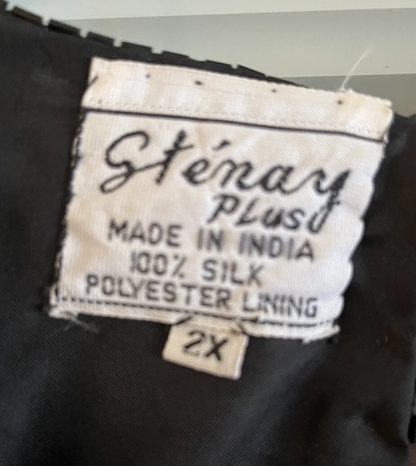 Stenay Top Cuentas Lentejuelas Floral Borde Vieira Formal Plus 2X 100% Seda Usado en Excelente Condición De Colección Foto 2 de 4