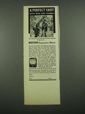 1938 Weston Exposure Meter Ad - A Perfect Shot with Gun and Camera