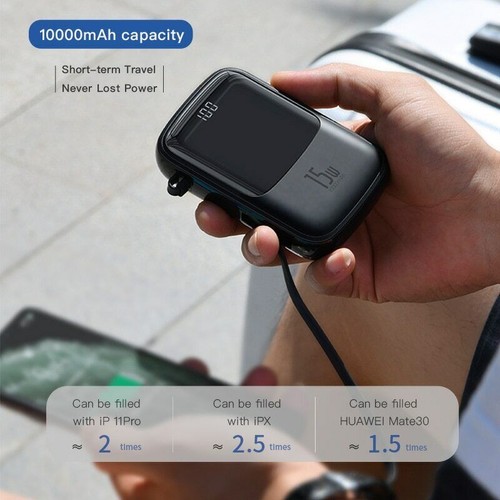 Baseus 10000mAh Mini power bank Built-in cable for iPhone 14 13 12 11 Pro Max - Picture 2 of 10