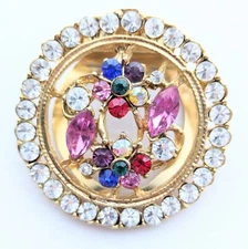 Vintage Dress Scarf Clip Brooch Rhinestone Mid Century Flower Jewelry