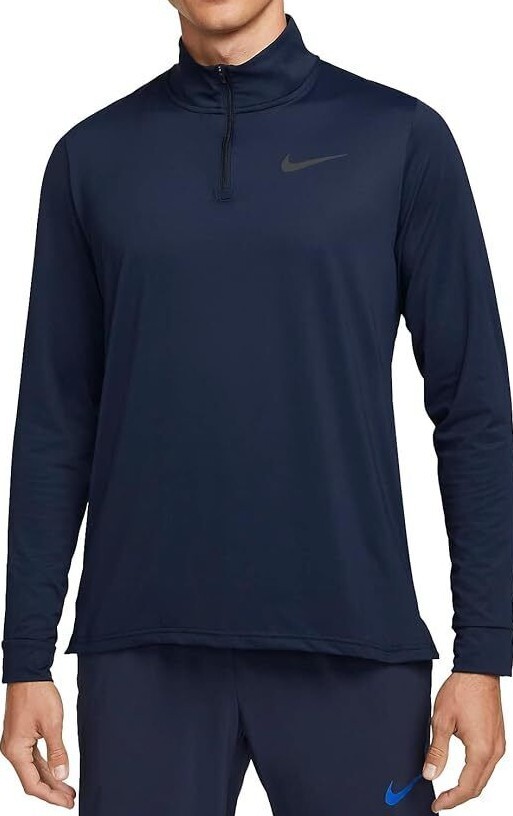 Nike Pro Men Navy Dri-FIT 1/4-Zip Hyper Dry Training Pullover