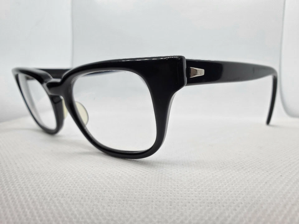 Marco de gafas BAUSH & LOMB vintage años 60 borde de cuerno grueso negro ébano B&L 48-20 Foto 2 de 4