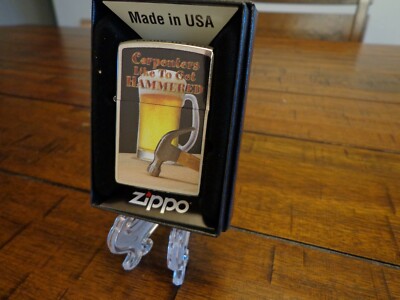 CARPENTERS LIKE TO GET HAMMERED BEER MUG HAMMER ZIPPO LIGHTER MINT IN BOX