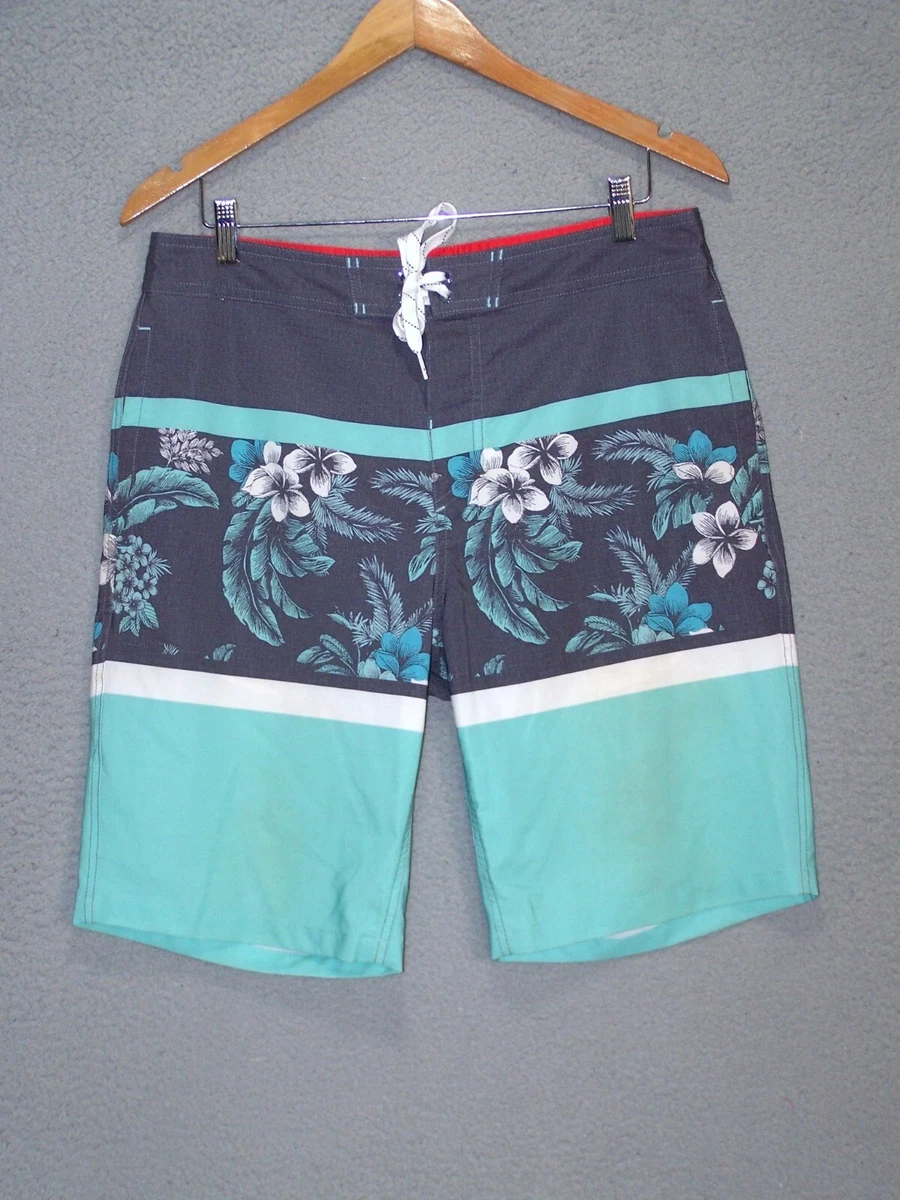 Goodfellow Co Shorts Adult 33W Medium Gray Green Hawaiian Board