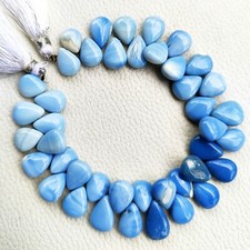Natural Blue Opal Gemstone 12x9 mm Size Smooth Pear Shape Beads 8" Strand