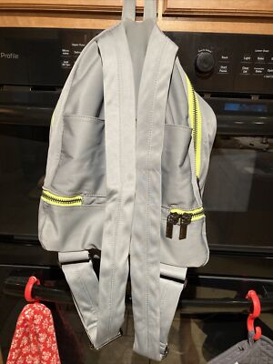 Deux Lux Light Grey Backpack Neon Green Accents Used Super  display picture 3