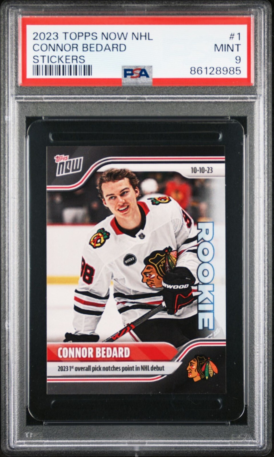 2023 Topps Now NHL Debut Sticker #1 Connor Bedard RC Rookie PSA 9 Mint QTY view 6