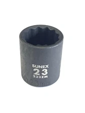 Sunex 223zm 23mm 1/2" Drive 12 Point Shallow Impact Socket Metric Tools 12pt New