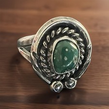 Vintage Navajo Green Turquoise Ring size 5