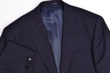 Charles Tyrwhitt Slim Fit Navy Wool Stripe Airplane Blazer Jacket 40 R