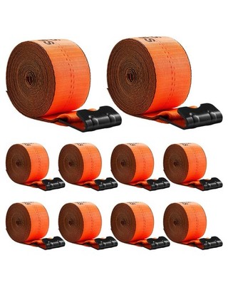 Winch Straps, 4 in x 30 ft Truck Straps with Flat Hook, 10 Pack Heavy Duty Trail