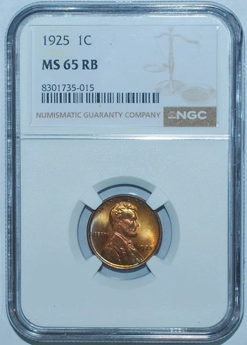 1925 NGC MS65RB Red and Brown Lincoln Wheat Cent