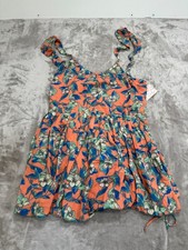 Free People Dear You Mini Dress Womens Size Medium Orange Blue Floral New w/ Tag