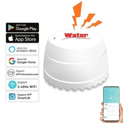 WiFi Water Leak Sensor   Smart Flood Alert & Overflow Detector for Alexa/Google